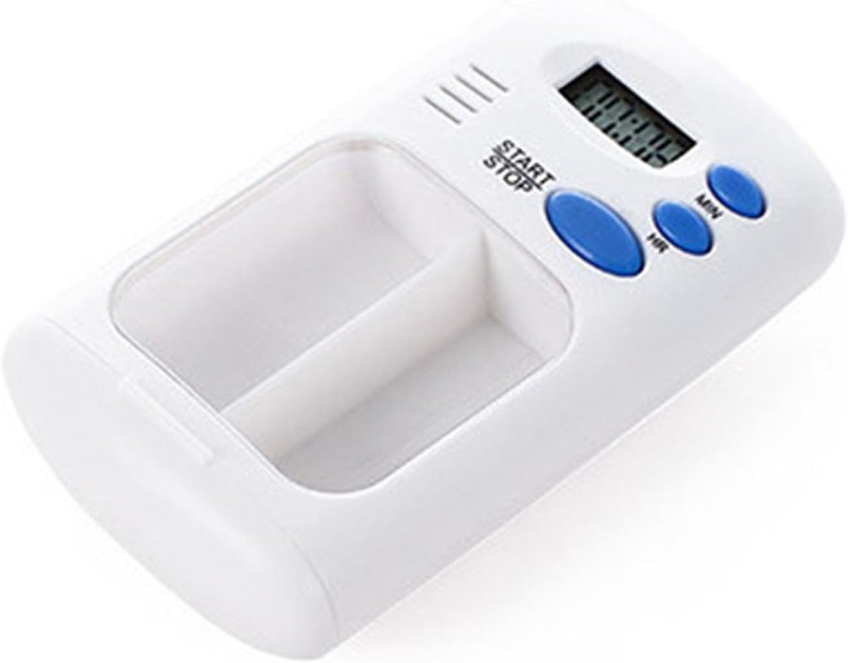 Elektronische pillendoos – pillendoos met herinnering – draagbare reis-pillendoos met elektrisch alarm – transparant dubbel compartiment – dispenser – pillendispenser.