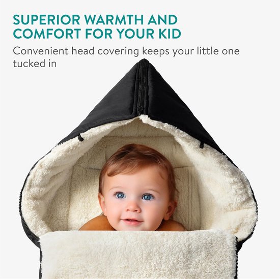 Voetenzak Kinderwagen - Buggy Zak Baby - Warm Blijven Buiten - Waterdicht Winddicht - 117 x 57 cm - Zwart — afbeelding 5