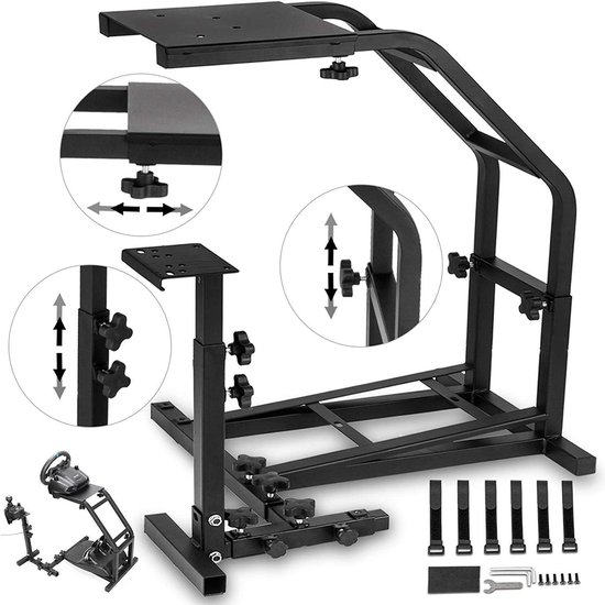 Simulator cockpit - Race stuurstandaard - Gaming ervaring - Volledig verstelbaar - 57-72.5 cm hoogte - Zwart — afbeelding 3