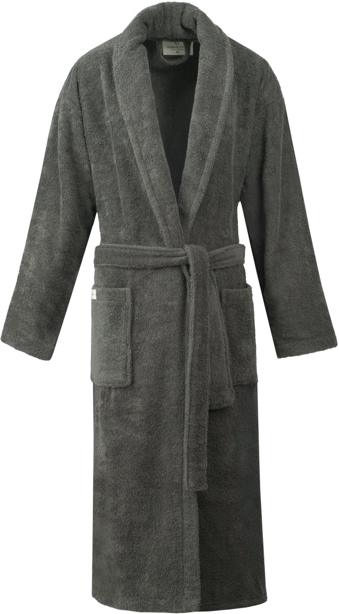 L&G - Unisex Badjas - 100% Katoen Badjas - XL - Antraciet - Katoen badstof - Ochtendjas -Sjaalkraag - Badjas dames - Badjas heren - Badjas dames en heren - Maat XL