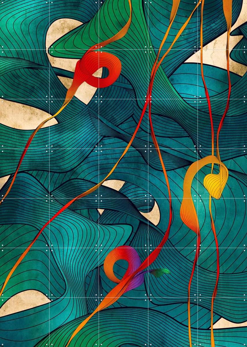 IXXI Phyt, Angelo Cerantola - 100 x 140 cm - Gratis ophangtool - Grote wanddecoratie en posters - Digitale Kunst, Kleurrijk, Abstract, Speels, Modern