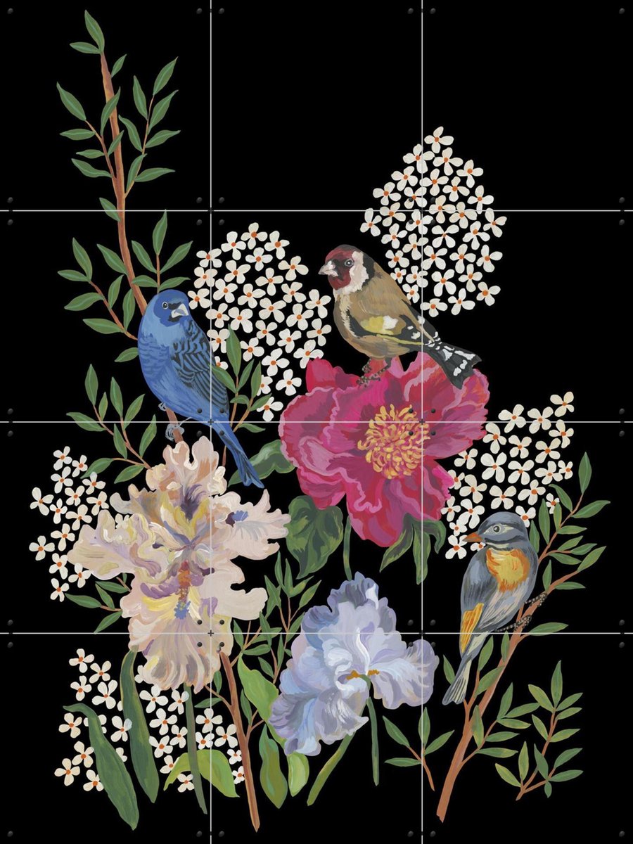 IXXI The Goldfinch and Flowers, Nathalie Lété - 60 x 80 cm - Gratis ophangtool - Grote wanddecoratie en posters - Schilderijen, Woonkamer, Eetkamer