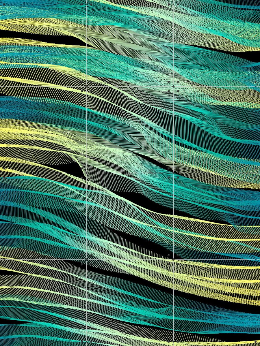 IXXI Currents, Angelo Cerantola - 60 x 80 cm - Gratis ophangtool - Grote wanddecoratie en posters - Geometrische Kunst, Line art, Kleurrijk, Digitale