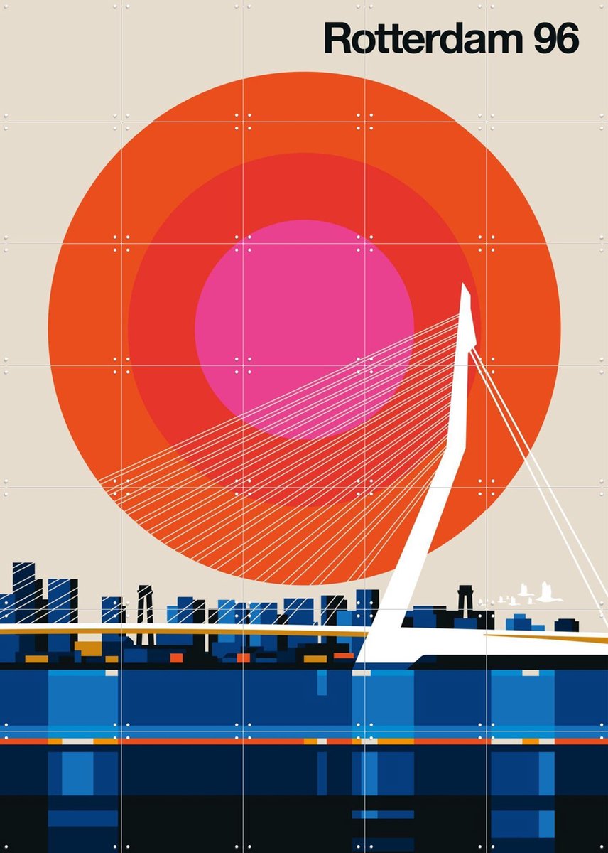 IXXI Rotterdam 96, Bo Lundberg - 100 x 140 cm - Gratis ophangtool - Grote wanddecoratie en posters - Geometrische Kunst, Digitale Kunst, Gang, Trap