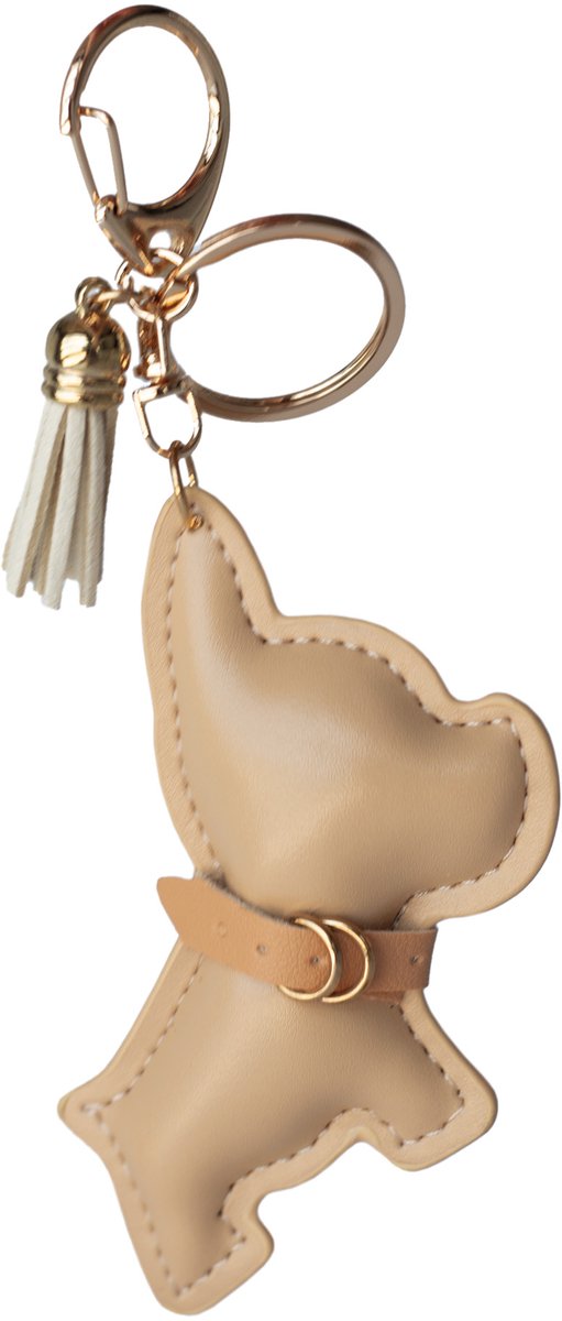 West Highland Terrier Sleutelhanger Beige - Bag Charm - Kunstleren Tas Hanger - Sleutelhanger met Kwastje