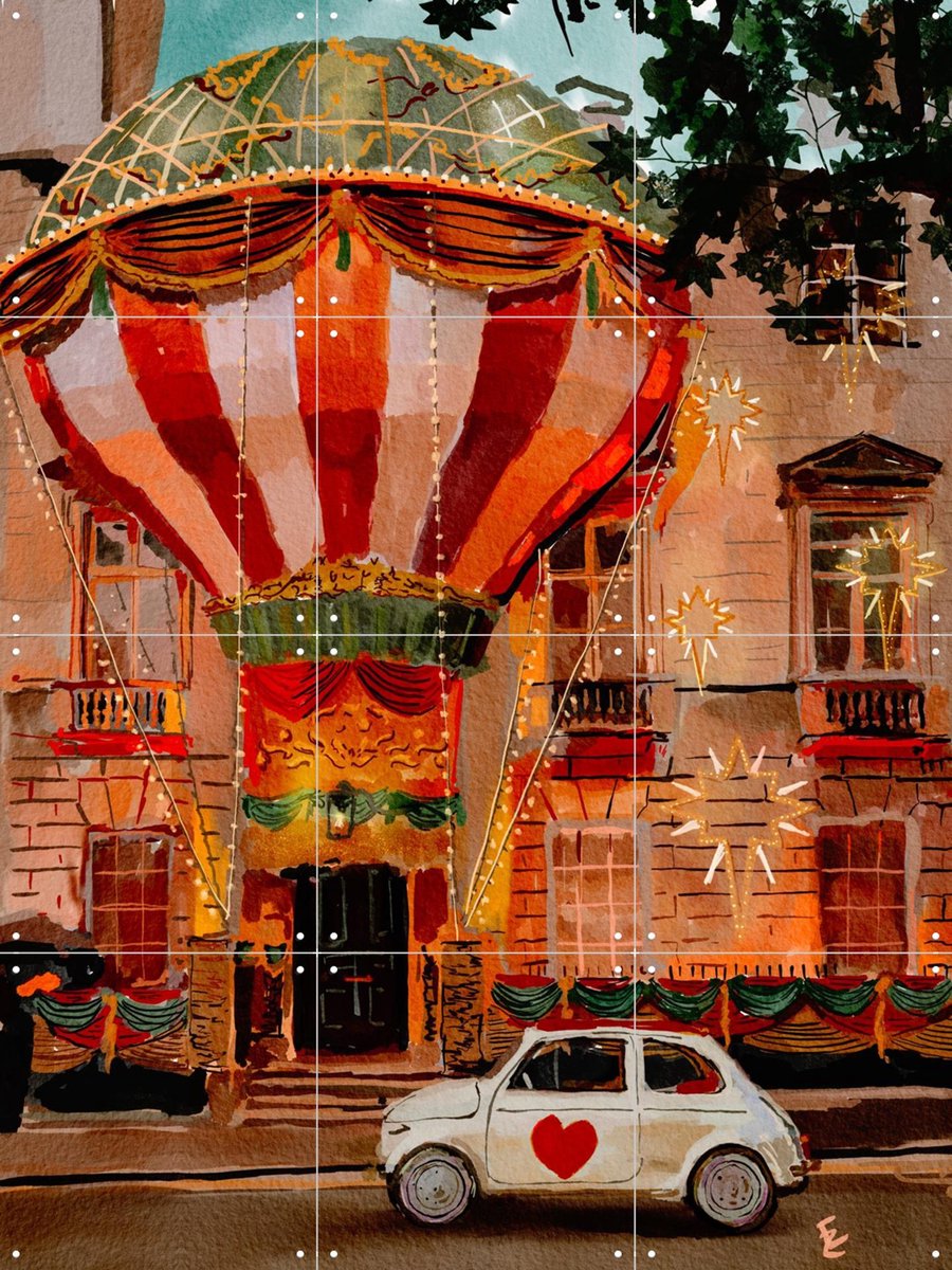 IXXI Balloon House, Ekaterina Zagorska - 60 x 80 cm - Gratis ophangtool - Grote wanddecoratie en posters - Speels, Modern, Olieverf, Fantasierijk
