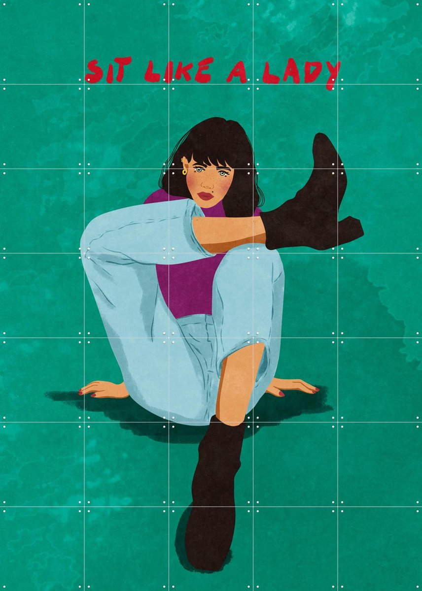 IXXI Sit Like A Lady, Raissa Oltmanns - 100 x 140 cm - Gratis ophangtool - Grote wanddecoratie en posters - Retro, Fantasierijk, Typografie, Modern