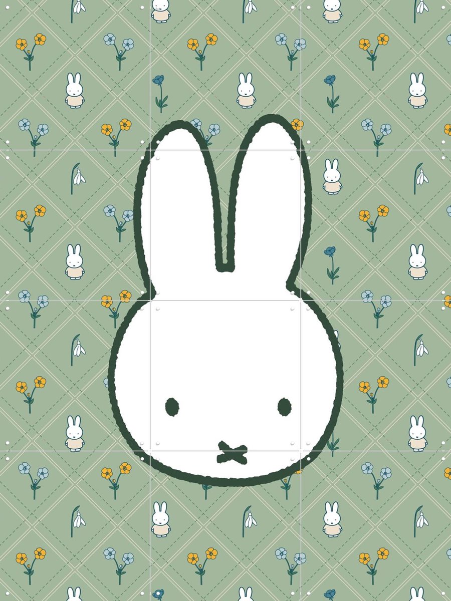 IXXI Nijntje met Bloemenpatroon, Nijntje - 60 x 80 cm - Gratis ophangtool - Grote wanddecoratie en posters - Fantasierijk, Kleurrijk, Illustraties