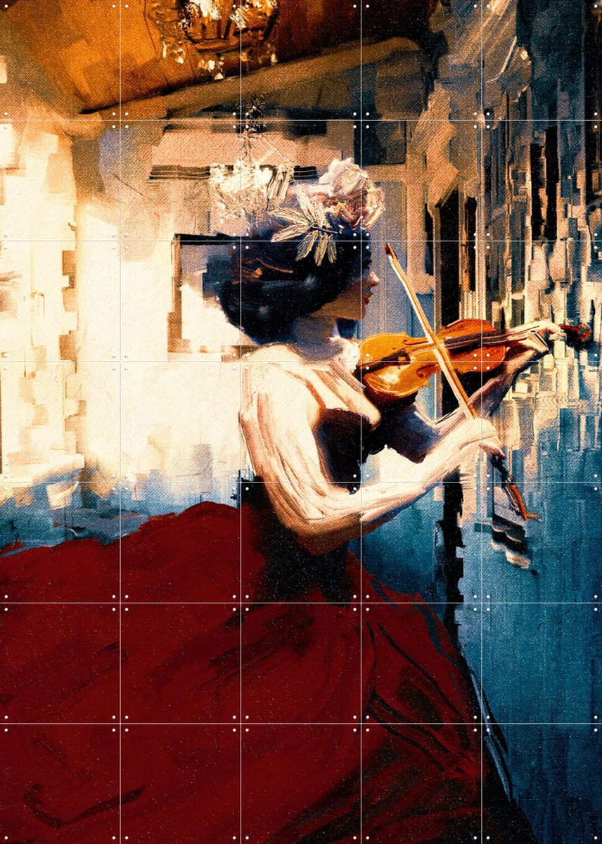 IXXI Violin Girl, Vineet Suresh - 100 x 140 cm - Gratis ophangtool - Grote wanddecoratie en posters - Olieverf, Decoratieve kunsten, Realisme