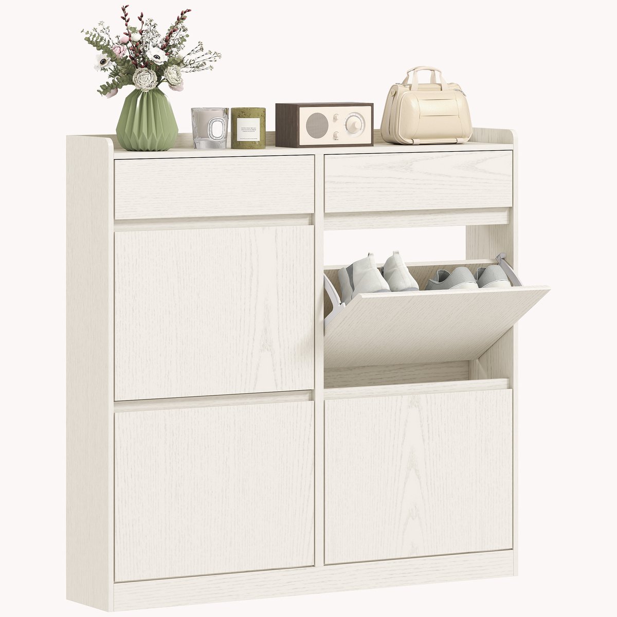 HOMCOM Opklapbare schoenenkast - Spaanplaat - 98x19,2x95,3cm - Wit