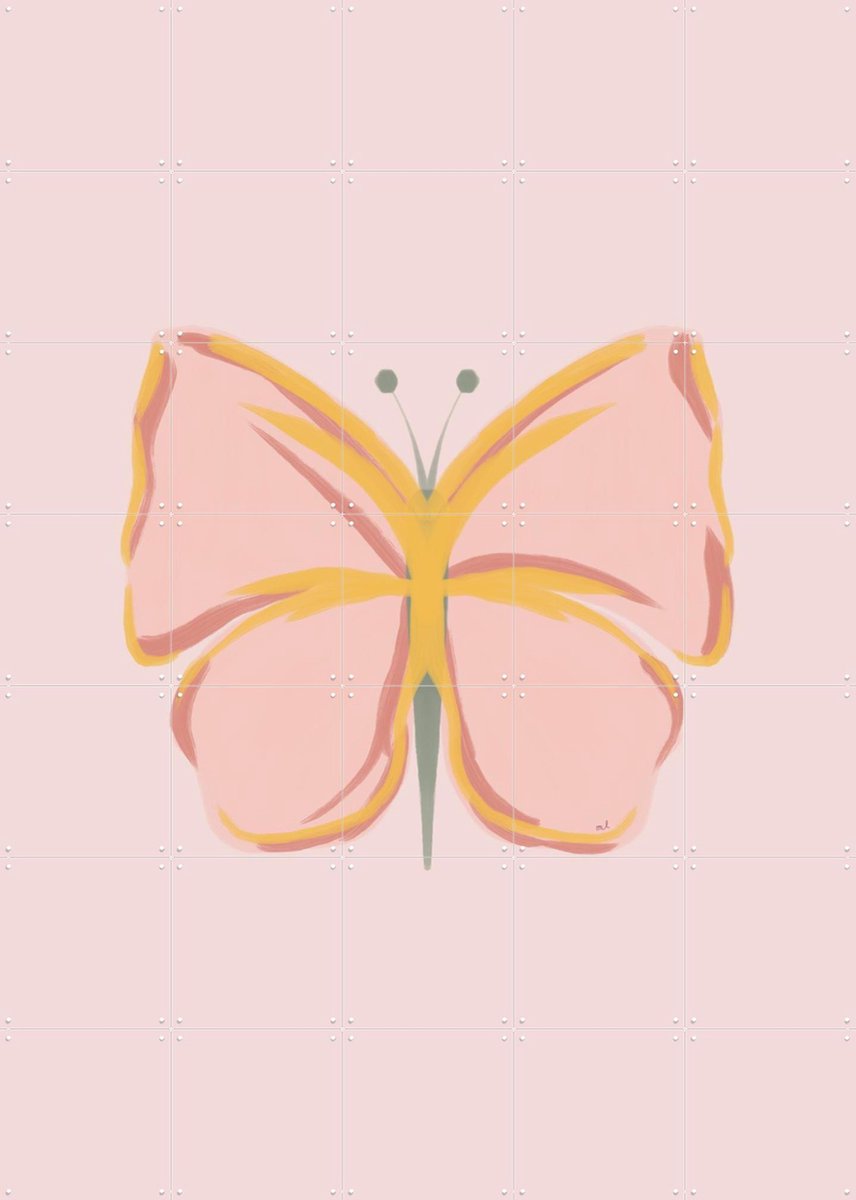 IXXI Colorful Butterfly, Menina Lisboa & Various - 100 x 140 cm - Gratis ophangtool - Grote wanddecoratie en posters - Modern, Illustraties, Speels
