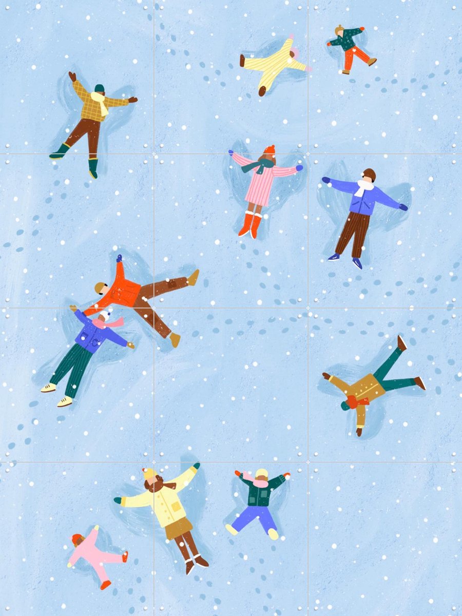 IXXI Snowy Angels Delight, Bea Müller & Various - 60 x 80 cm - Gratis ophangtool - Grote wanddecoratie en posters - Abstract, Modern, Vintage