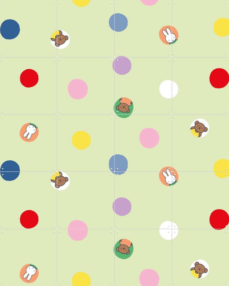 IXXI Nijntje Stippen, Nijntje - 80 x 100 cm - Gratis ophangtool - Grote wanddecoratie en posters - Speels, Kleurrijk, Babykamer, Baby, Nijntje