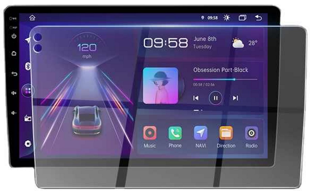 Screenprotector voor Autoradio & CarPlay | 10 inch | Universele Beschermfolie | Anti-kras | Navigatiescherm Protector | Transparant | Touchscreen Bescherming