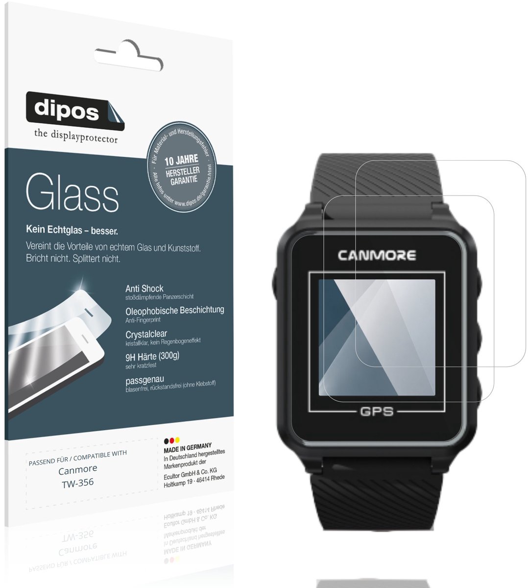 dipos – 2x Pantserfolie geschikt voor Canmore TW-356 | 9H Screenprotector