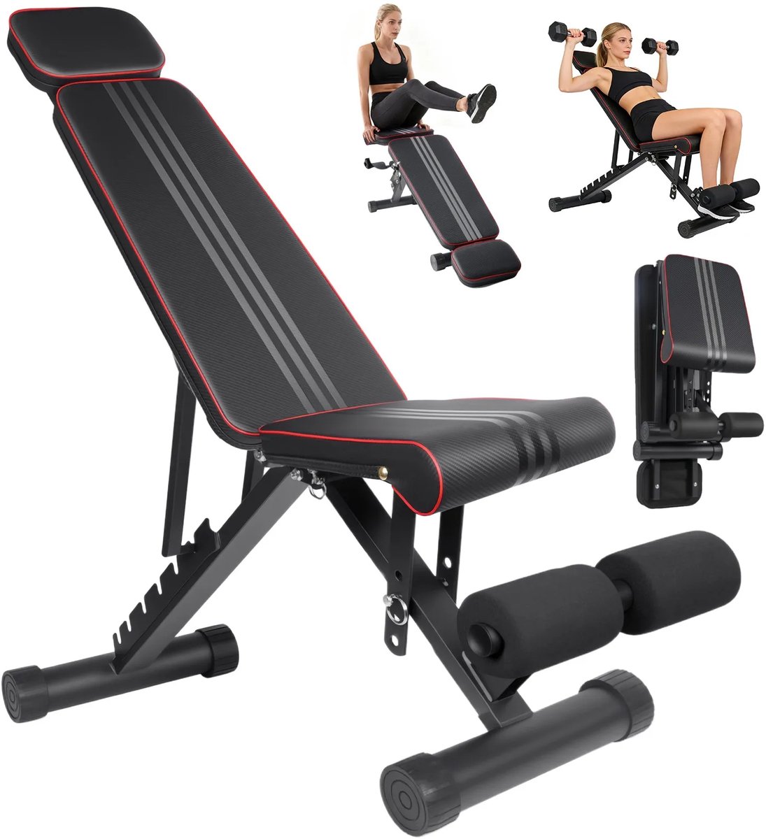 Billie & Loïs halterbank - Fitnessbank - Trainingsbank - Verstelbaar - Opvouwbaar - Voor full-body krachttraining