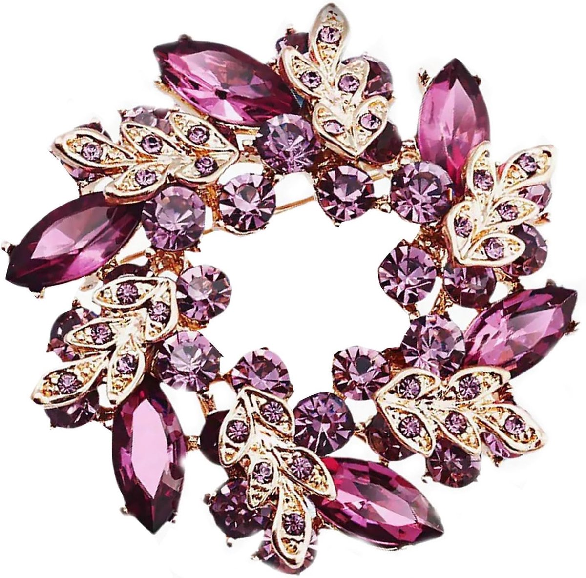 Broches, Metalen Broche, Jurkbroche, Damesbroche, Mooie Damesbroche, Kristallen Broche Voor Vrouwen, Perfect voor bruiden en Moederdagcadeaus (Paars）