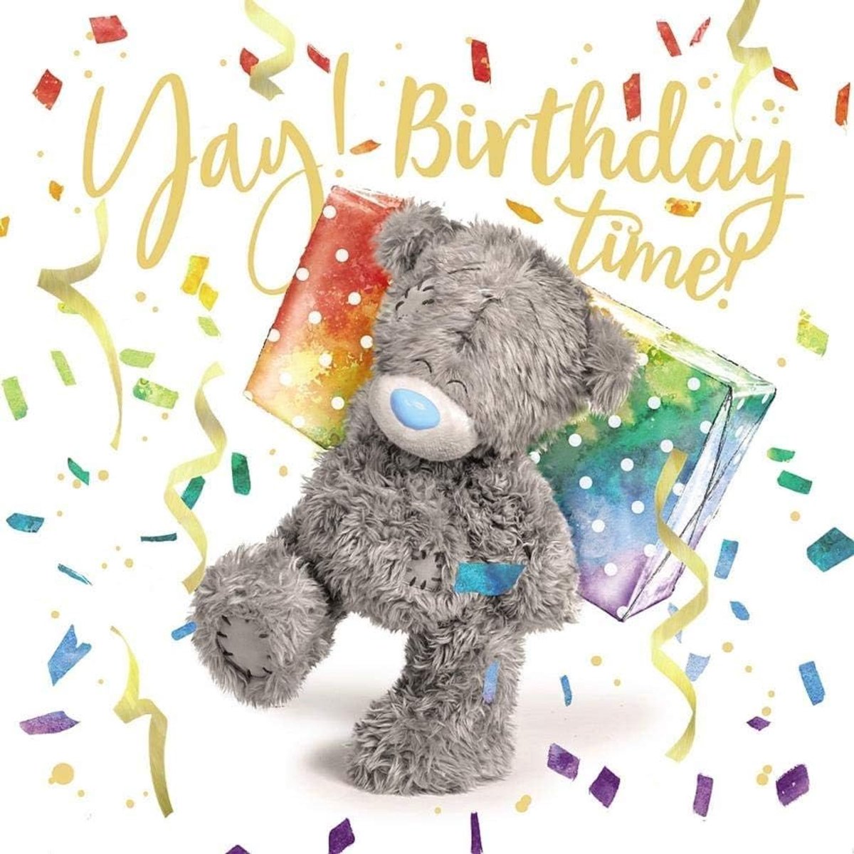 SnelShoppen - 3D Verjaardagskaart met Tatty Teddy Beertje, 6x6 Inch, Mixed Kleuren, Perfect voor Verjaardagen, Feest, Verjaardagswensen, Leuke Kaart