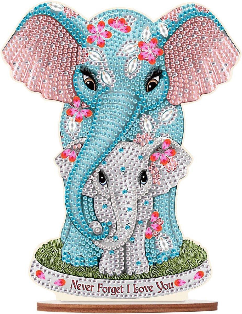 Diamond Painting Ornament Olifant Baby 13 x 20 cm handwerk diamant schilderij kit diamant schilderij tafeldecoratie knutselen voor huis tafel decoratie olifant schilderen op nummer volwassenen