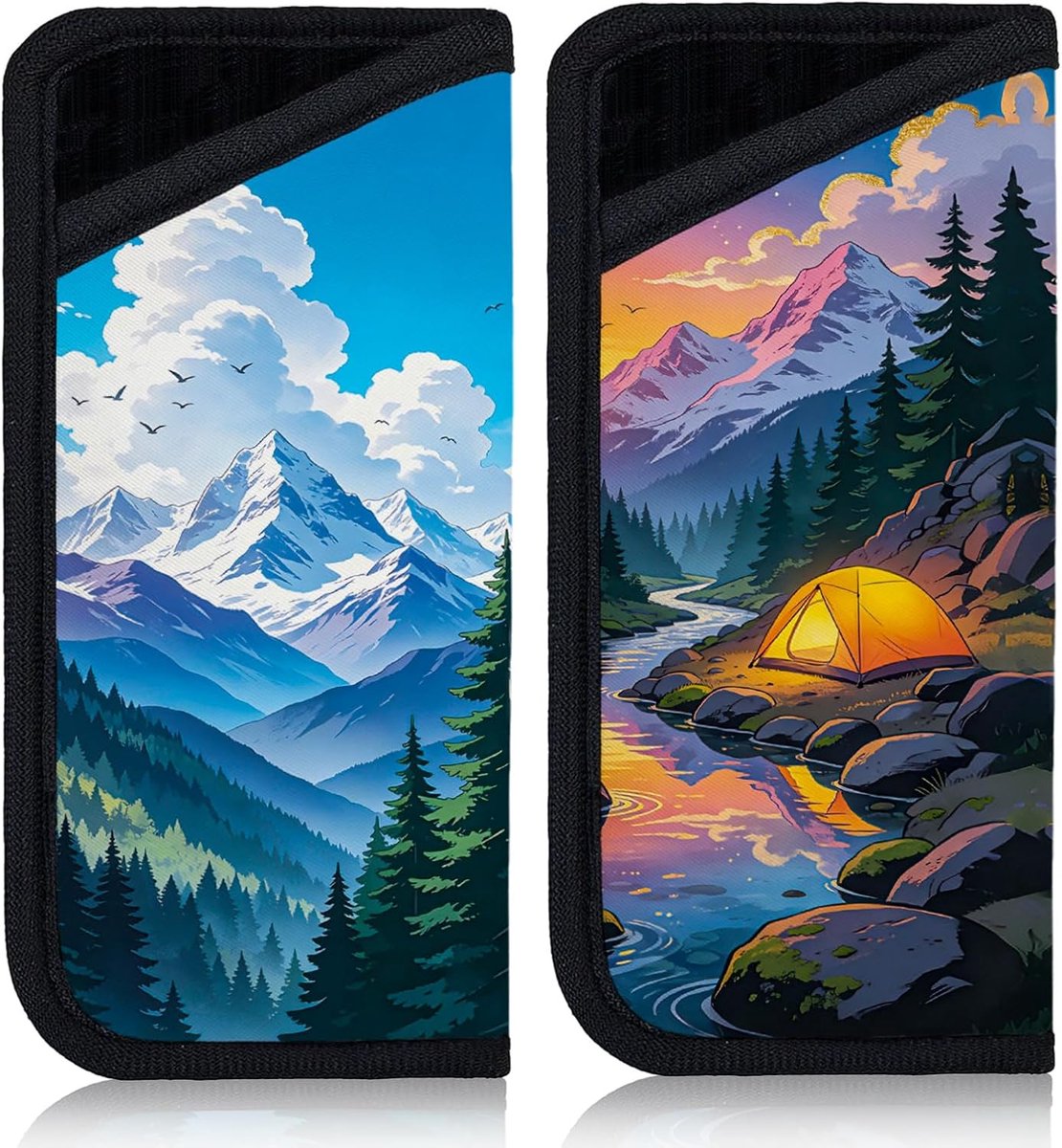 2 stuks boslandschap brillenkokers 16,0 x 7,6 cm sneeuwbergen patroon inschuifbare zonnebrillenhoes draagbare tas voor mannen vrouwen zakenreizen camping tour