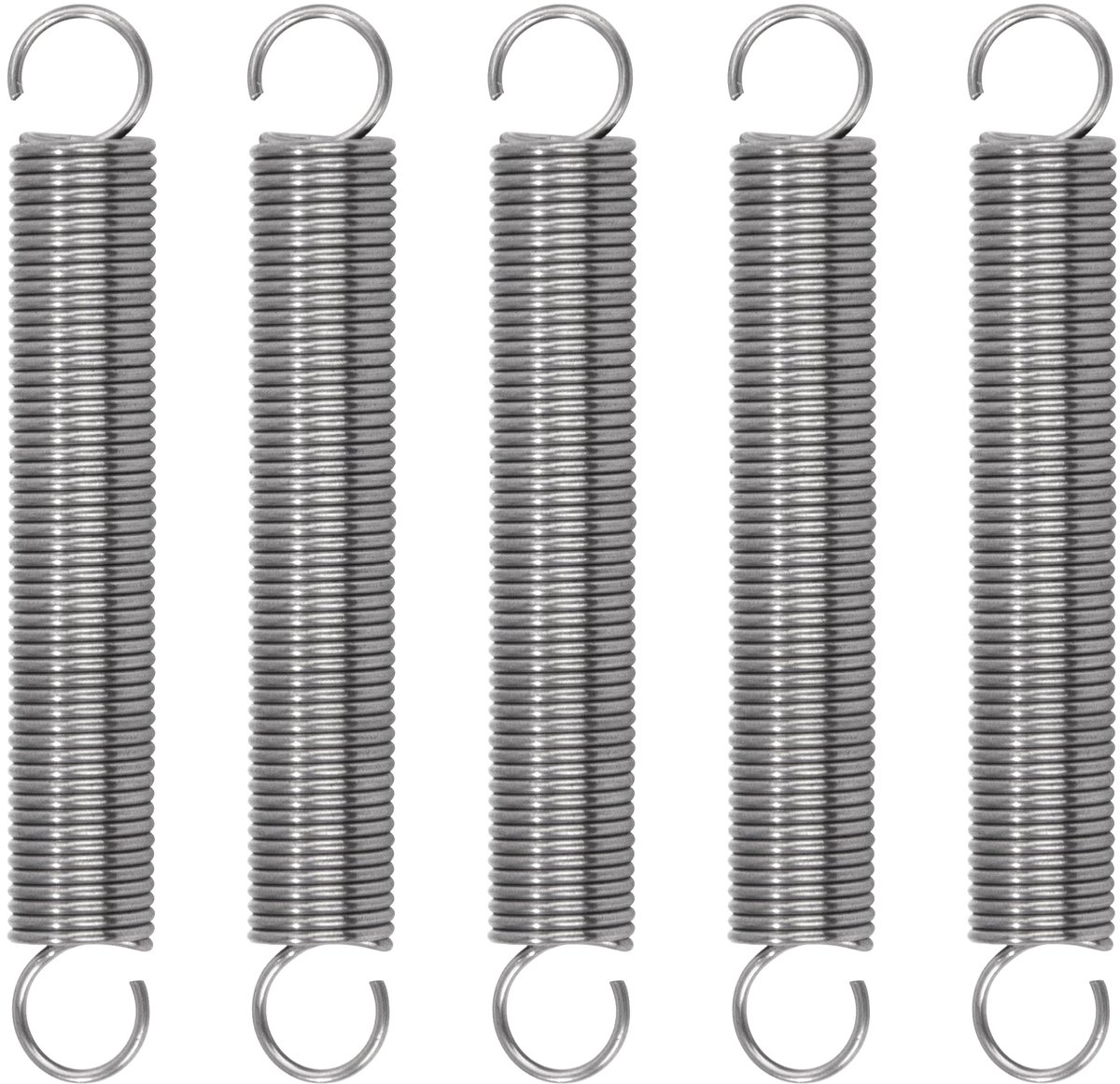 Trekveren met haak, roestvrij staal, trekveer, spanveer, 70 mm, buitendiameter 10 mm, draaddiameter 1,0 mm, maximale trekkracht 1,5 kg, 1,0 x 10 x 70 mm, 10 stuks