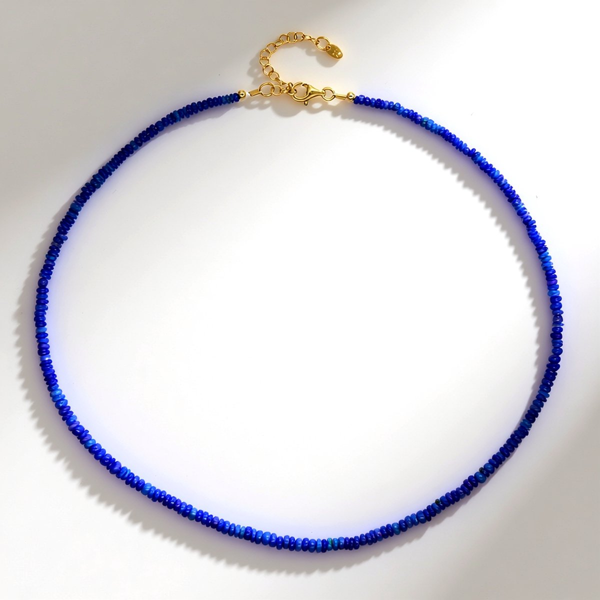 Cavill - Zilveren Ketting - 925 Sterling Zilver Verguld - Blauwe Ethiopische Opalen 24,8 ct - Verstelbare Elegante Fancy Kralen Ketting 45-50 cm