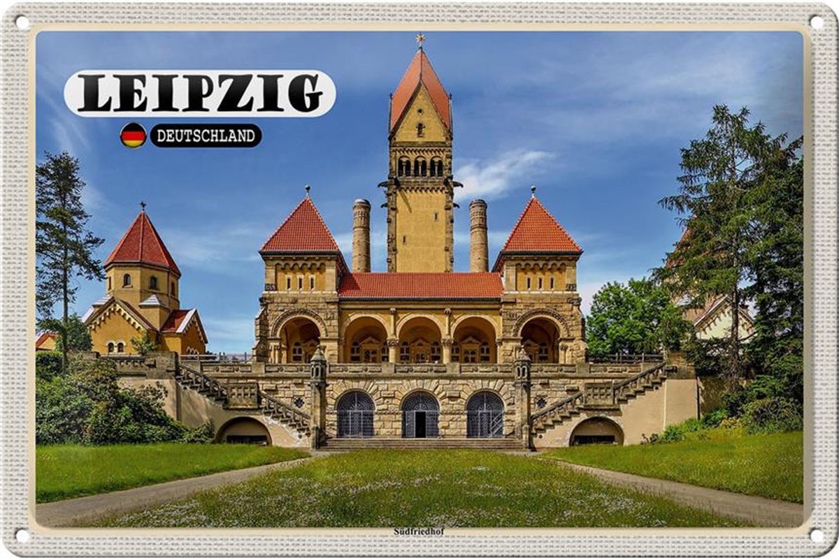 Blechschild Städte Leipzig Südfriedhof Architektur 30x20cm