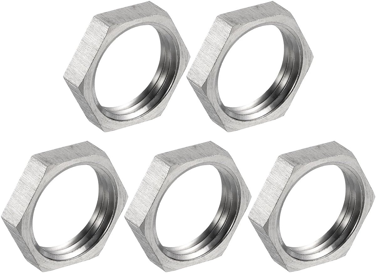 5 stuks zeskantmoeren van gietijzer, zeskantmoer van roestvrij staal 304 NPT 1/2 inch binnendraad voor vaste hydrauliek, hogedrukreiniger en bodemreiniger