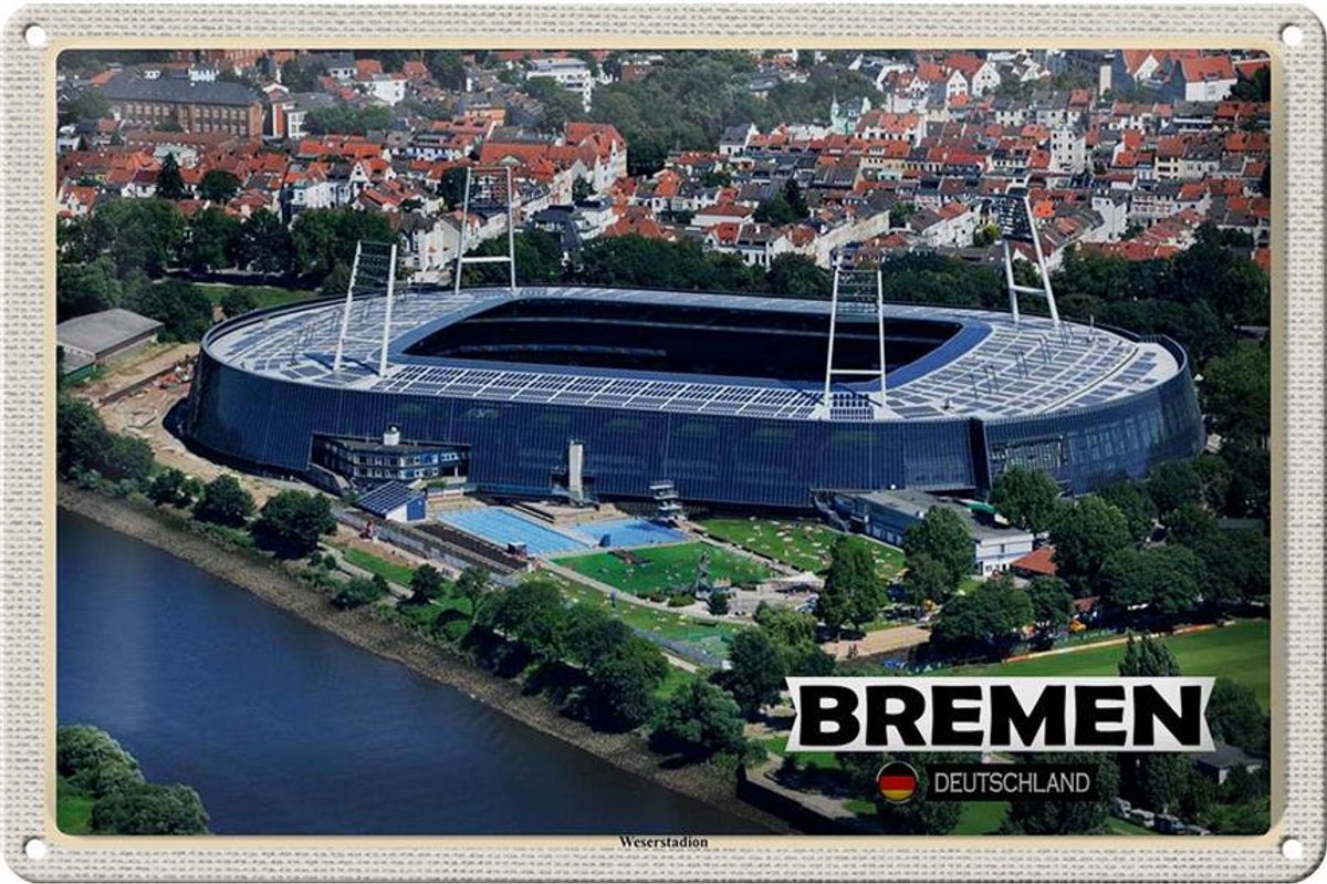 Blechschild Städte Bremen Stadion 20x30cm