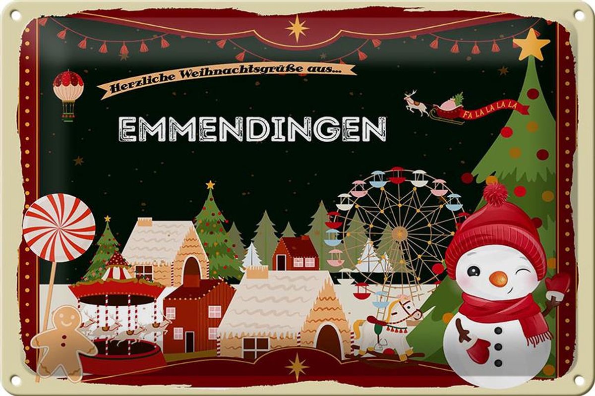 Blechschild Weihnachten Grüße EMMENDINGEN 30x20cm