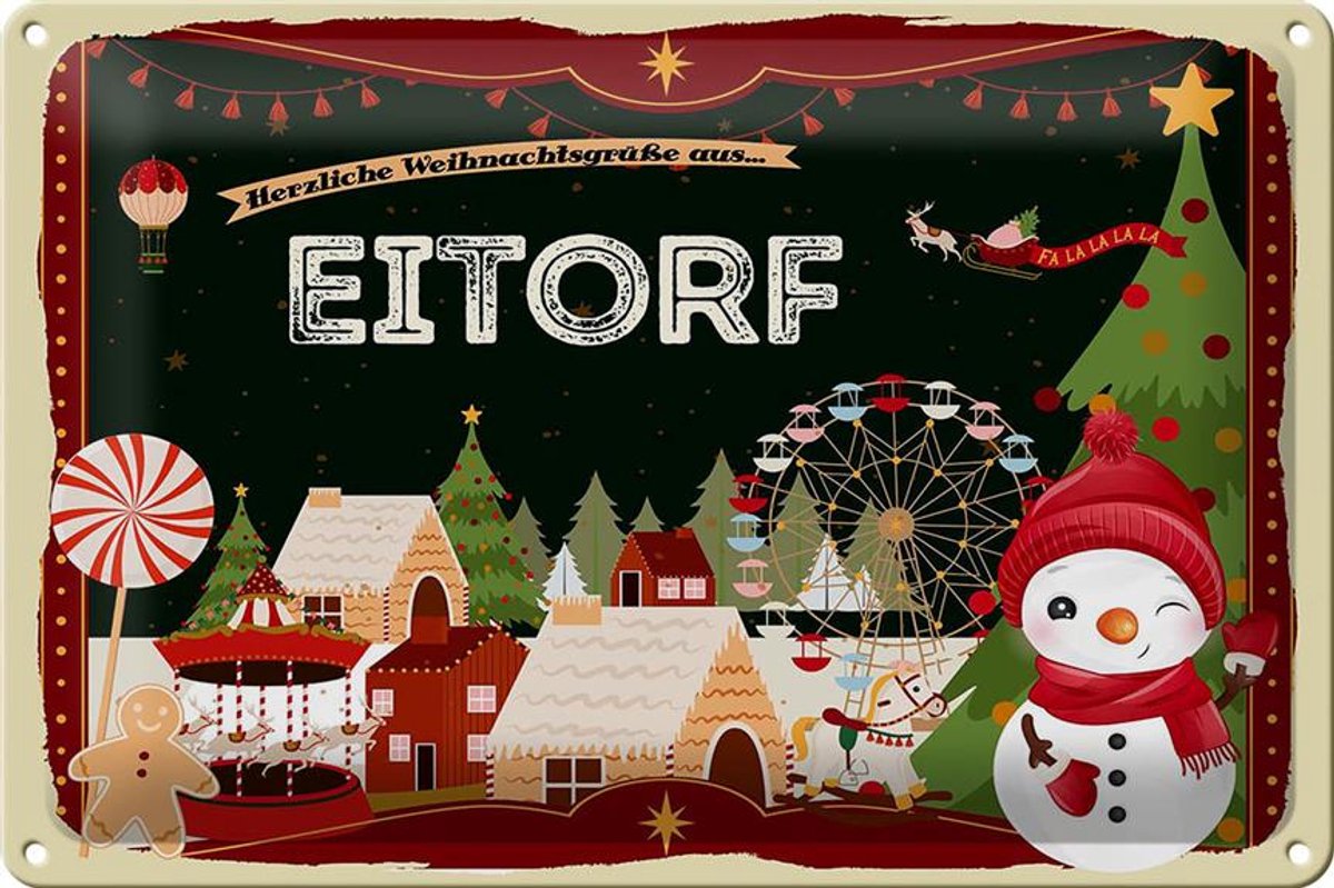 Blechschild Weihnachten Grüße aus EITORF 30x20cm