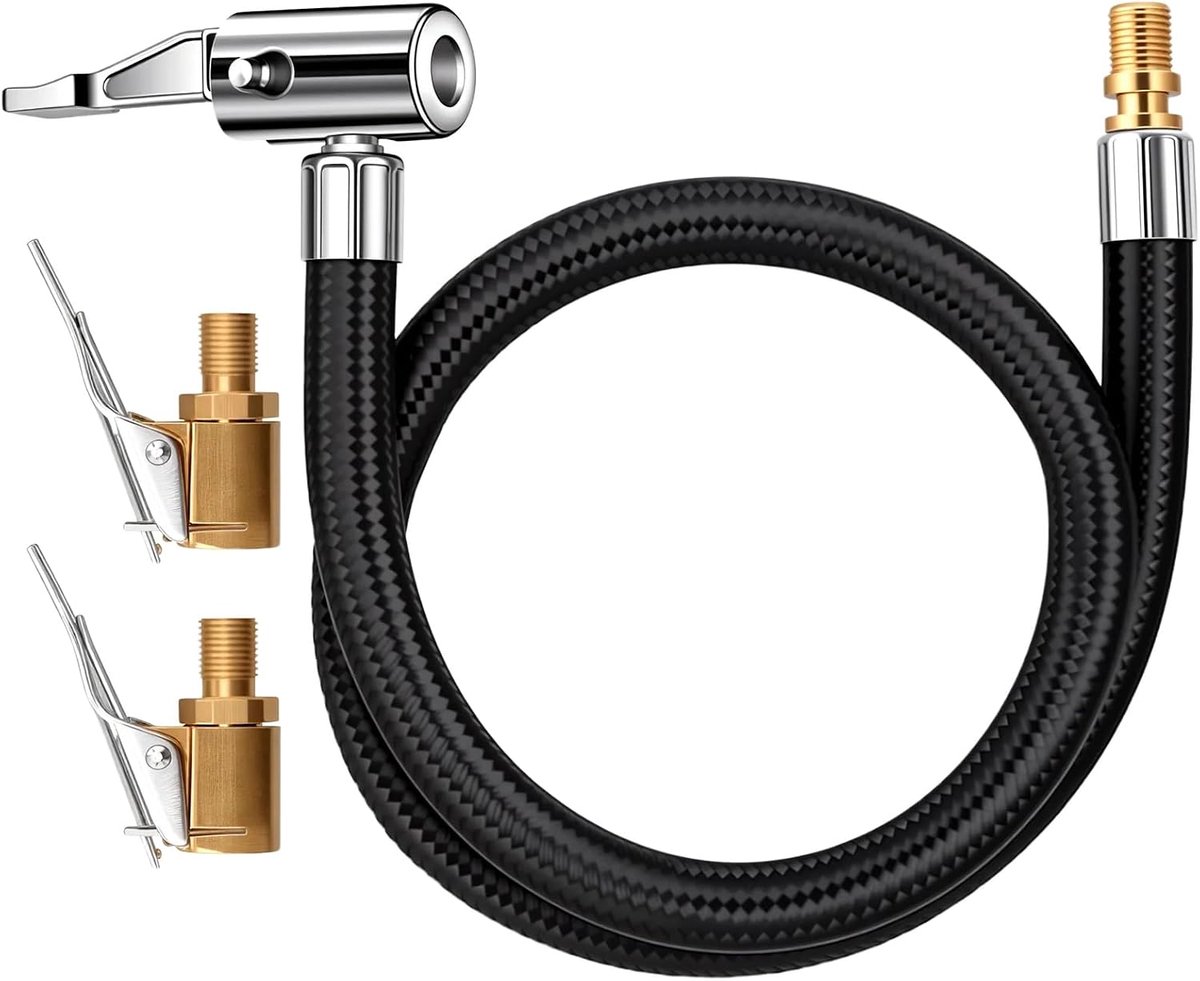1 stuk 40 cm bandenpomp slang met 2 autoventieladapters, bandenvulslang, vervangende slang, hefboomstekker, bandenvulslang, adapterslang, voor auto, fiets