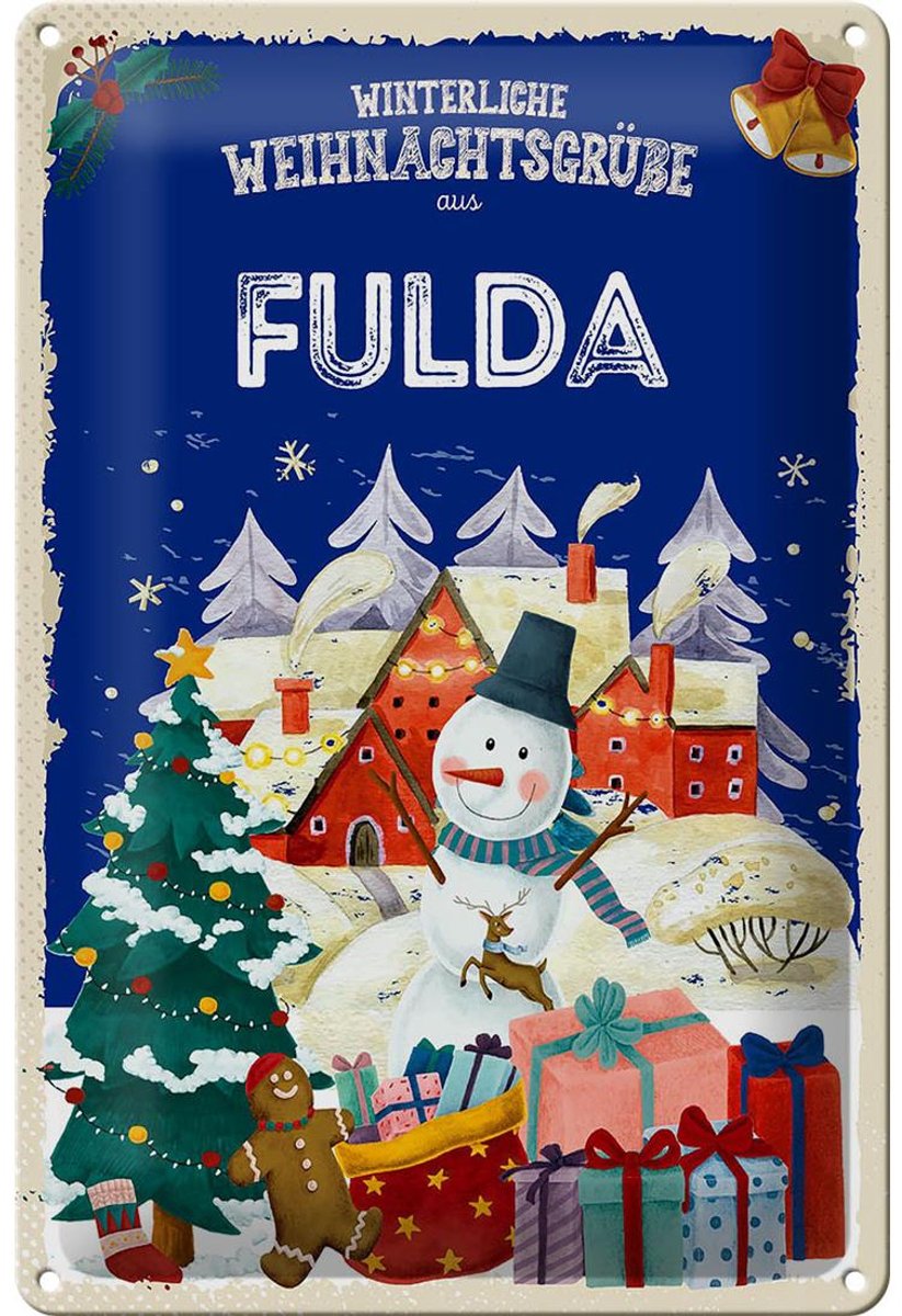 Blechschild Weihnachtsgrüße FULDA Fest 20x30cm