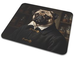Muismat Mopshond Arts Klassiek Renaissancestijl Schilderij Hondenliefhebber Grappige Bureau Accessoire & Origineel Cadeau voor Medisch Personeel of Collega Sfeervolle Muismat met Apotheek Achtergrond