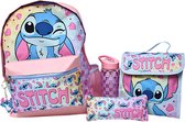 Disney Stitch Rugzak Set - Schoolrugzak met Lunchtas, Drinkfles en Etui - 40 x 30 x 10 cm - Roze