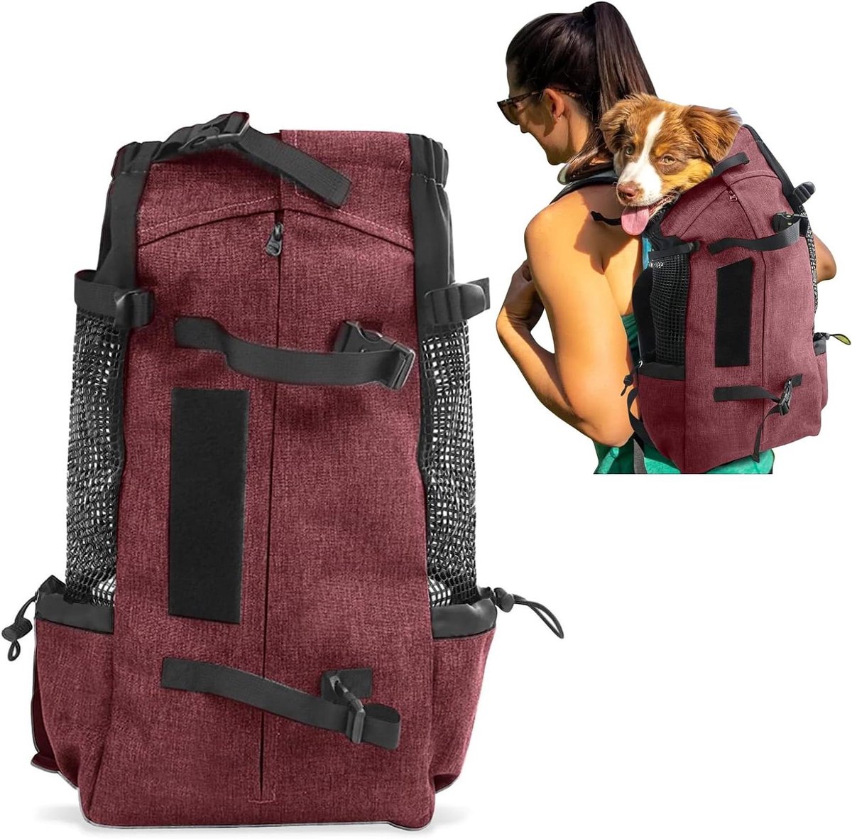 Huisdieren Rugzak - Draagtas Kat Hond - Reizen Met Huisdier - Luchtdoorlatend Ontwerp - Tot 16.5 kg - Rood