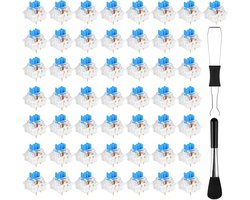 50 Stuks - Blauwe toetsenbordschakelaars - Mechanische Switches - Linear - Inclusief asverwijderaar en reinigingsborstel - Computeraccessoires - Toetsenbordswitches voor gamingtoetsenborden