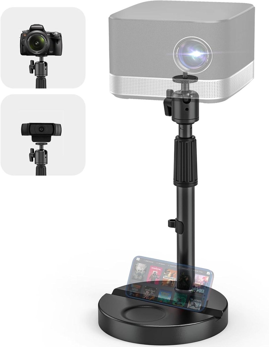 Bureau Projectorstandaard - Beamerhouder Verstelbaar - Thuisbioscoop Instellen - 360 Graden Draaibaar - 11-175 Inch - Zwart
