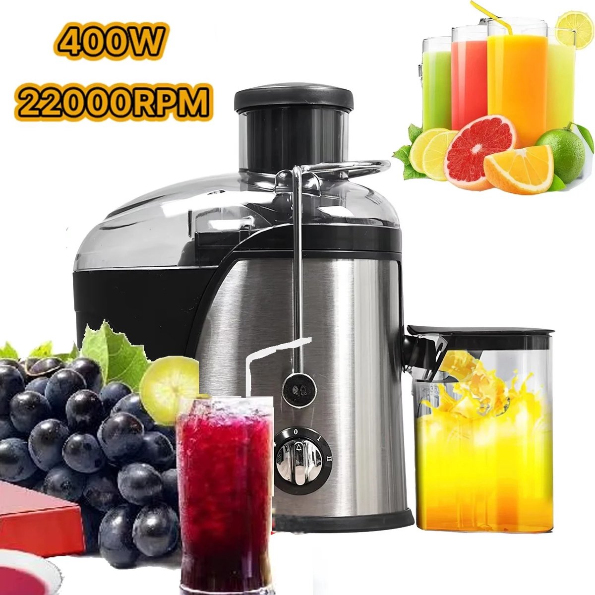 NextNovaDeals juicer - Slowjuicer - Groenten en fruit juicer - Grote vulopening - 2 snelheden - 400 ml - 400 watt
