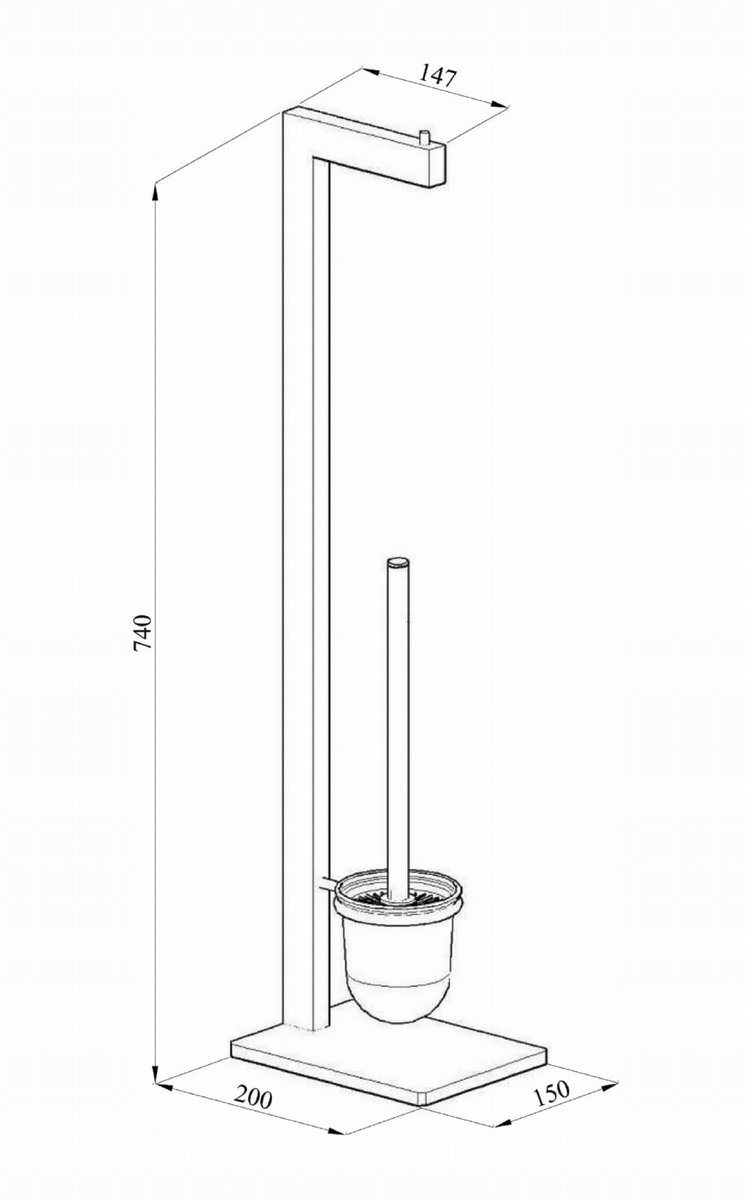 Andex TECHNIC Toiletrolhouder & Borstelhouder Zwart Vrijstaand