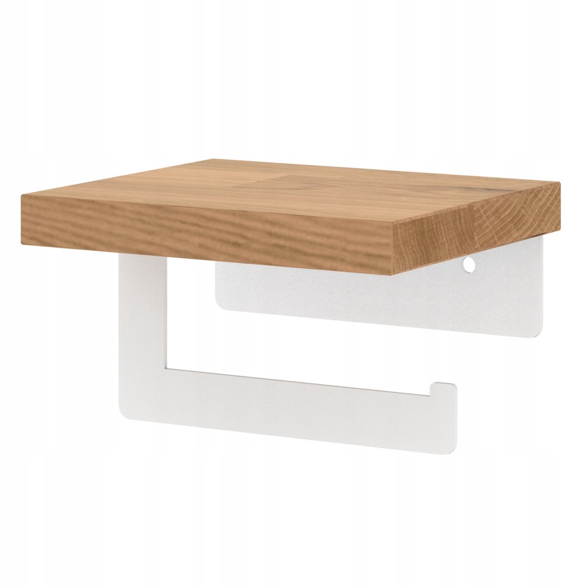 Witte Loft Toiletrolhouder met Eiken Houten Plank