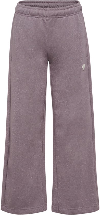 Paarse wijde joggingbroek met glitterdetails en een klein bijenlogo.