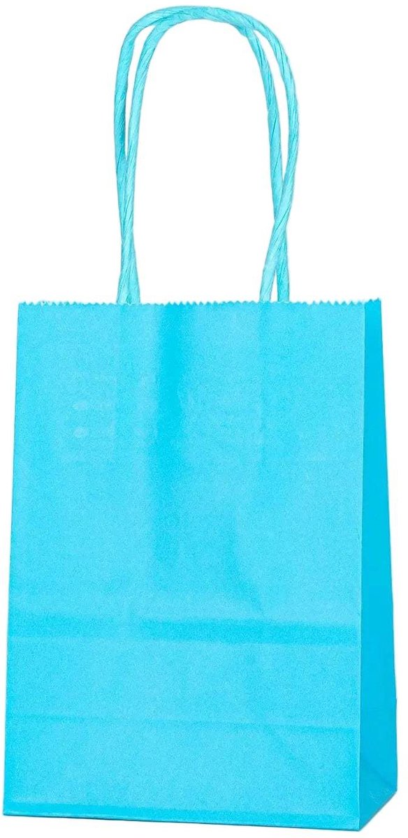 Papieren Draagtas - 60 Stuks -Cyan/Licht Blauw- 11x15x6cm - Papieren Tasjes - Kraft Tas - Tassen - Cadeau Tas - Hoogwaardig Kraft Papier - Eco-vriendelijk - Ideaal voor Geschenken - Lasentopack