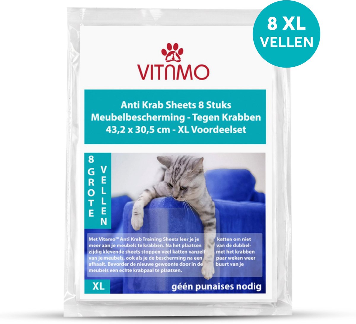 Bol.com Vitamo Katten Anti Krab Training Sheets 8 Stuks - Meubelbescherming - Krabben - Diervriendelijke trainingstape - Tegen k... aanbieding