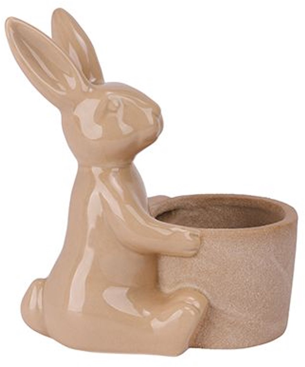 Konijn Rough Fl Pot Taupe 15x9xh16,5cm A Ndere Porselein