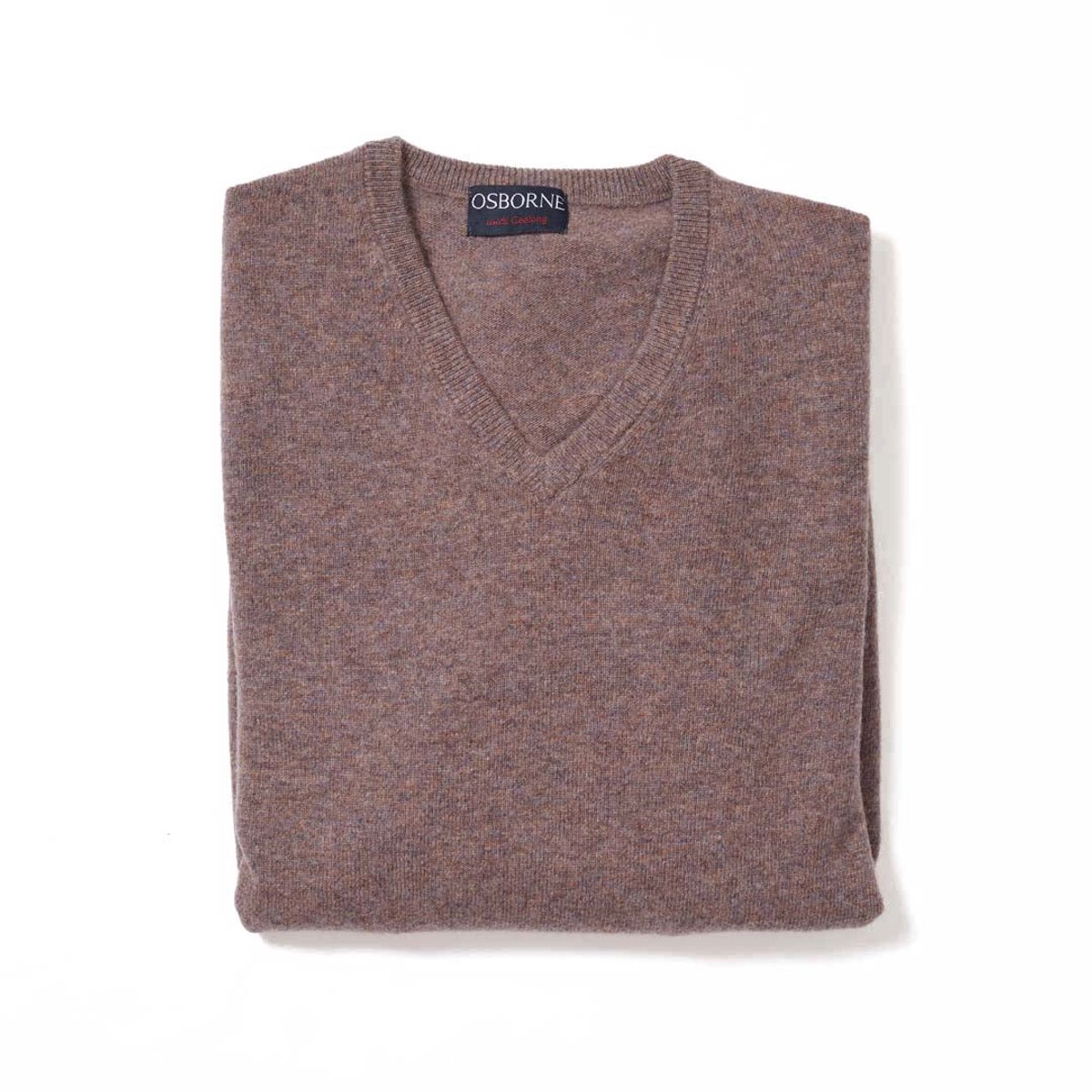 Osborne Knitwear Trui met V hals - Geelong wol - Teak - S