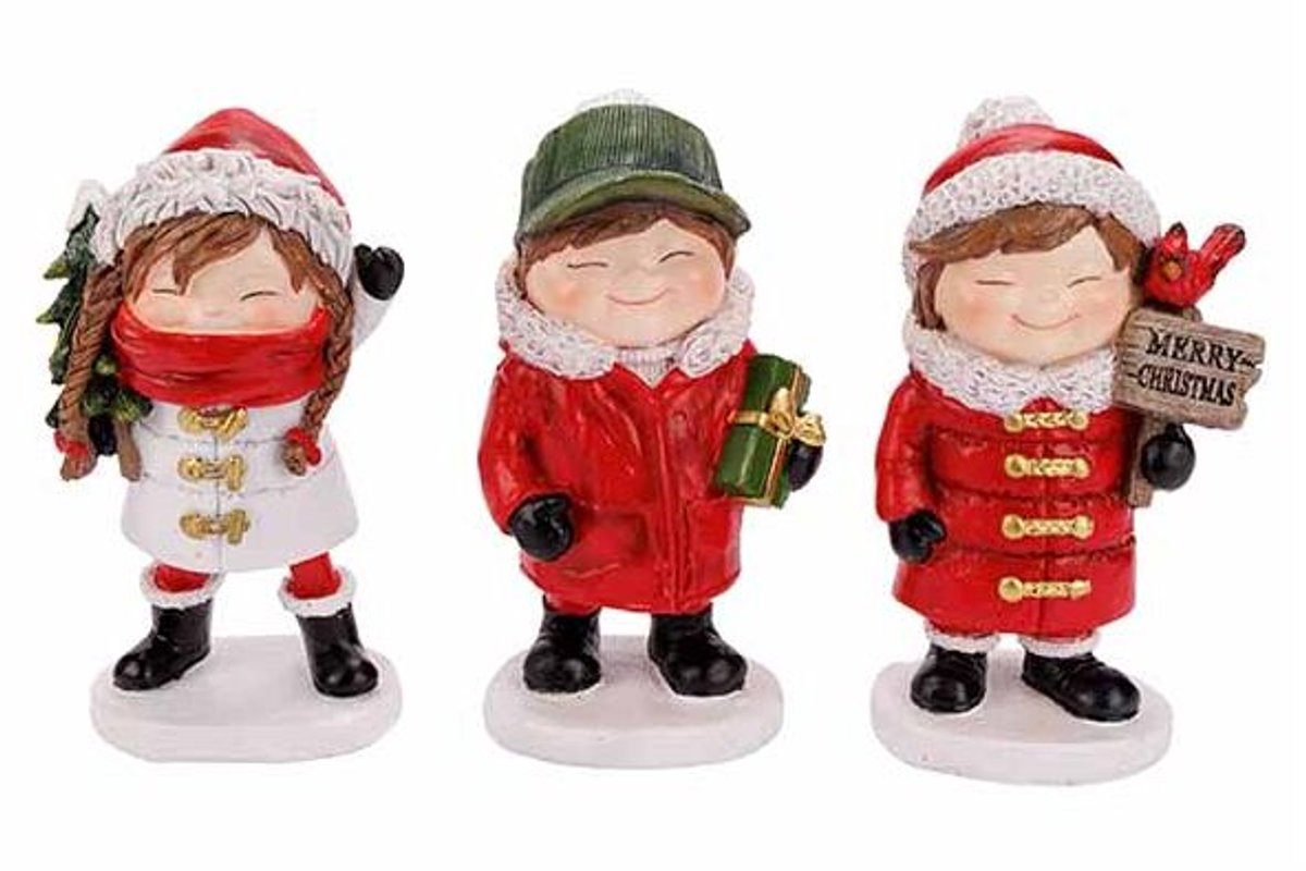 Kind Boy Girl 3ass Rood Wit 8x7xh14cm Po Lyresin