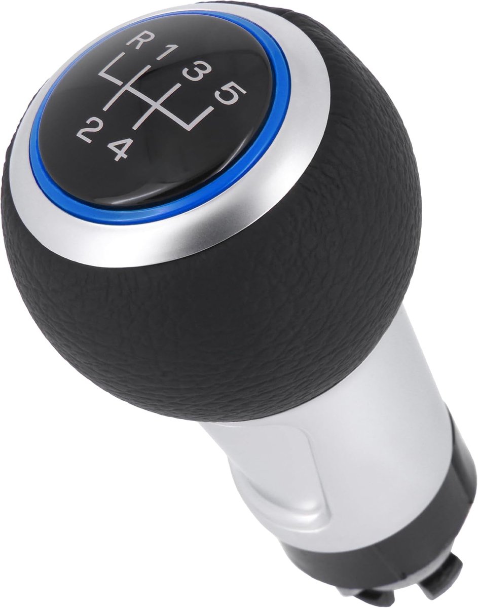 versnellingspook 5 versnellingen passend voor VW Polo 9N, 2001-2009, Plug & Play, auto versnellingspook, zwart - zilver - blauw