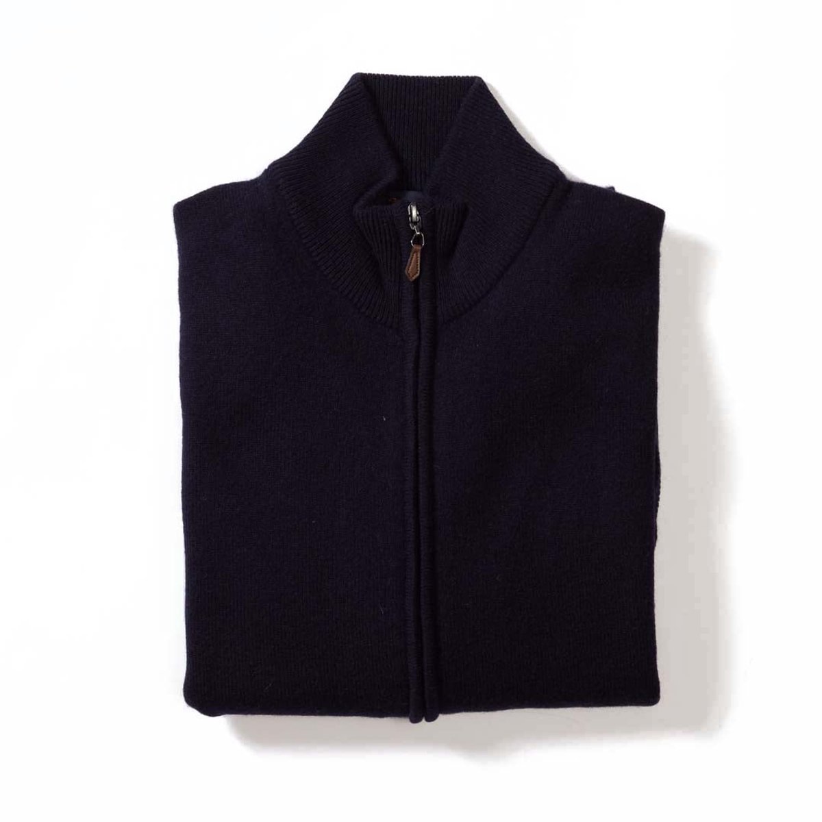 Osborne Knitwear Cardigan met rits - Lamswol - Navy - M