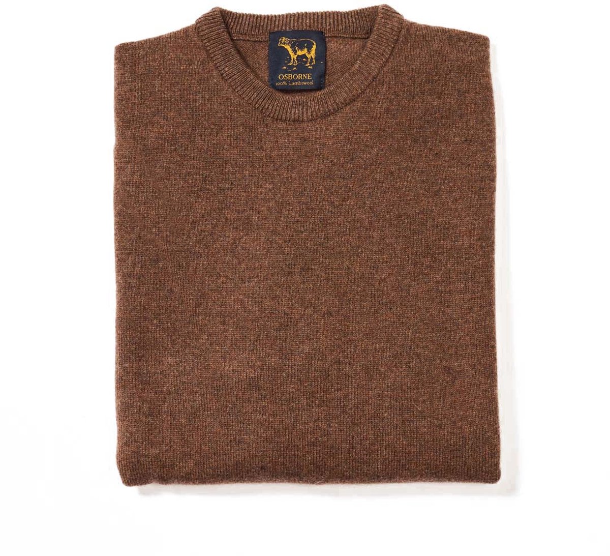 Osborne Knitwear Trui met ronde hals - Sweater heren in Lamswol - Pullover Heren - Tobacco - 4XL